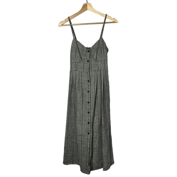 Boutique Gray Tweed Retro Button Down Midi Dress S - Picture 1 of 5